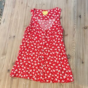 Maeve Red Floral Sleeveless Top